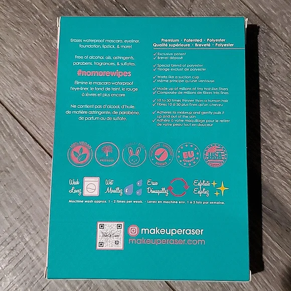 🛍 Original Sephora Makeup Eraser 2 pc set bundle pink & green cloths - Picture 5 of 5